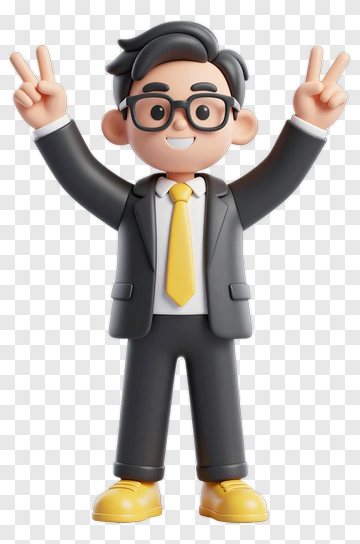 3D Businessman Gesturing Peace Sign PNG
