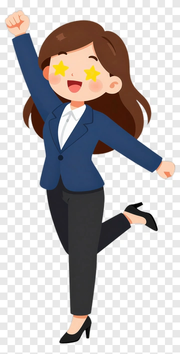 Cartoon Businesswoman Celebrating PNG