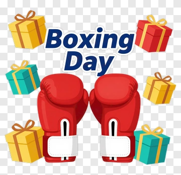Boxing Day With Red Boxing Gloves And Gift Boxes PNG
