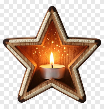 Star Candle Holder With Illuminated Tealight PNG