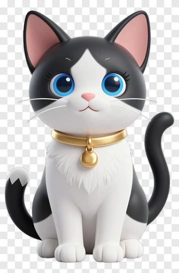 Cartoon Cat With Blue Eyes And Gold Collar PNG