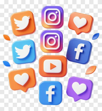 Social Media Icons In Colorful Design PNG
