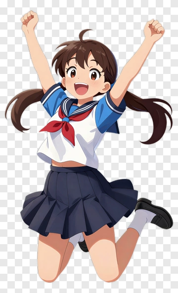 Happy Schoolgirl Jumping With Excitement PNG