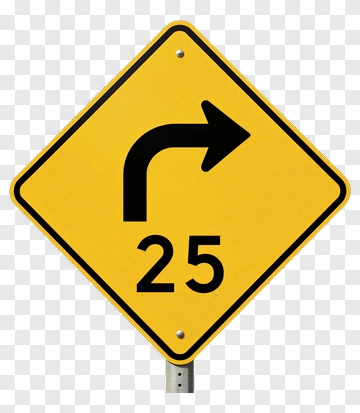 Right Turn 25 Sign PNG