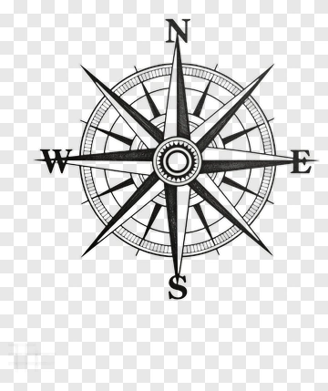 Vintage Compass Rose With Cardinal Directions PNG