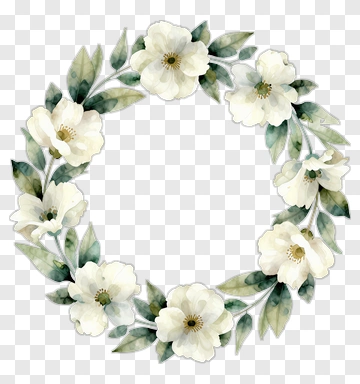 Watercolor Flower Wreath PNG