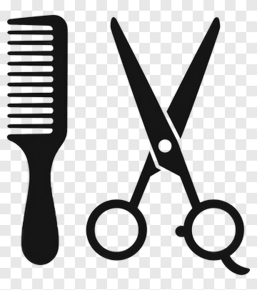Black Comb And Scissors PNG