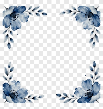 Watercolor Floral Frame With Blue Flowers PNG