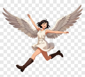 Anime Angel Flying With Wings PNG