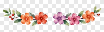 Colorful Floral Border With Orange And Purple Flowers PNG