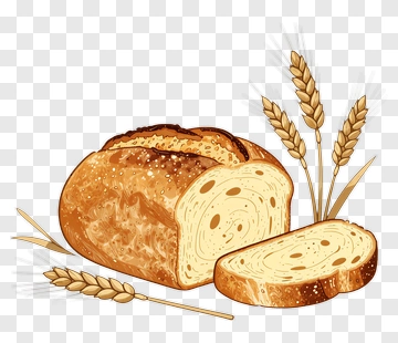 Sliced Loaf Of Bread With Wheat Stalks PNG
