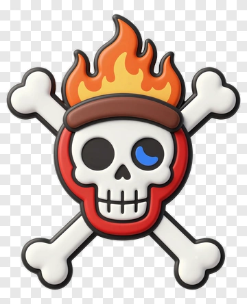 Cartoon Skull With Flames PNG