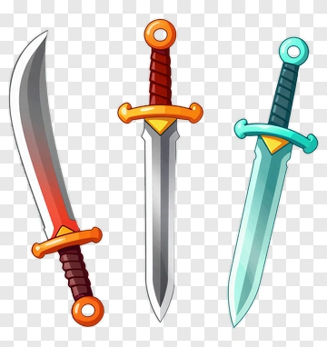 Cartoon Swords With Colorful Handles PNG