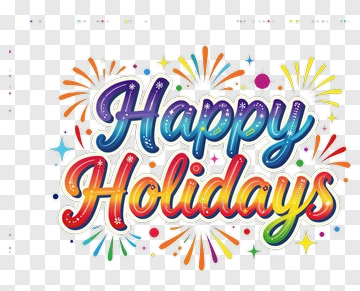 Happy Holidays Text With Colorful Decorations PNG