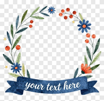 Floral Wreath With Banner For Custom Text PNG