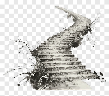 Artistic Staircase With Floral Accents PNG
