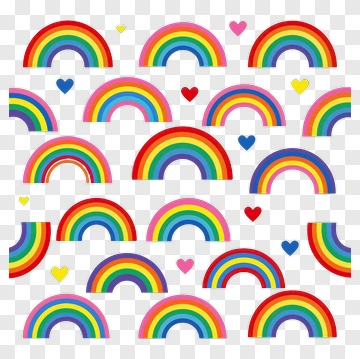 Colorful Rainbow Patterns With Hearts PNG