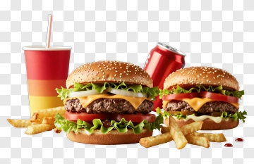 Fast Food Meal With Burgers And Fries PNG