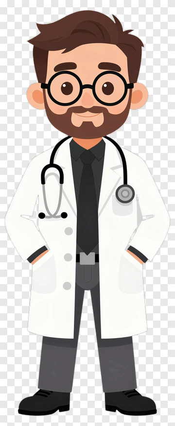 Cartoon Doctor In White Coat With Stethoscope PNG