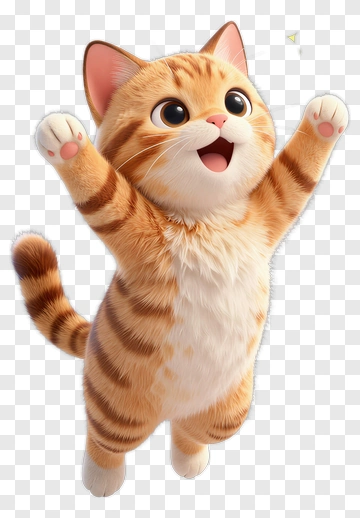 Cartoon Cat Jumping With Excitement PNG