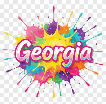 Colorful Splash With Georgia Text PNG