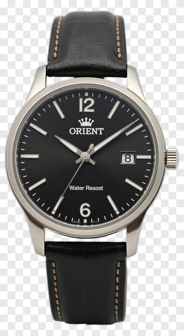 Orient Watch With Black Leather Strap PNG