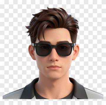 3D Young Man Wearing Sunglasses PNG