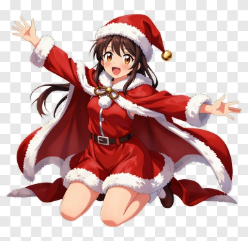 Cartoon Girl In A Santa Costume PNG