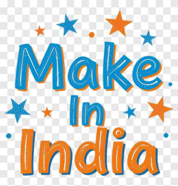 Make In India Text With Stars PNG