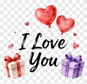 I Love You With Red Hearts And Gift Boxes PNG