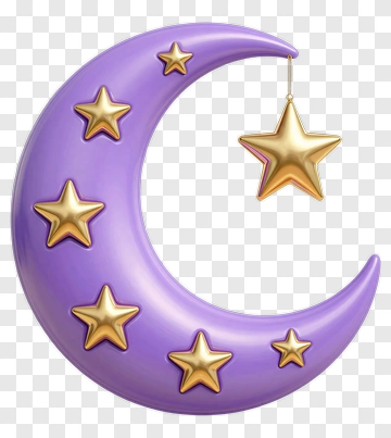 Purple Moon With Golden Stars PNG