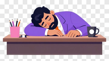 Tired Businessman Sleeping At Desk PNG