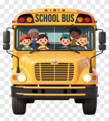 Cartoon School Bus With Children PNG