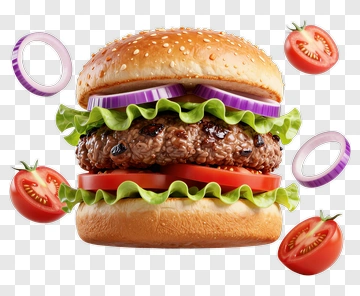 Delicious Hamburger With Fresh Vegetables PNG