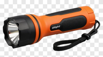 Orange Flashlight With Grip And Lanyard PNG