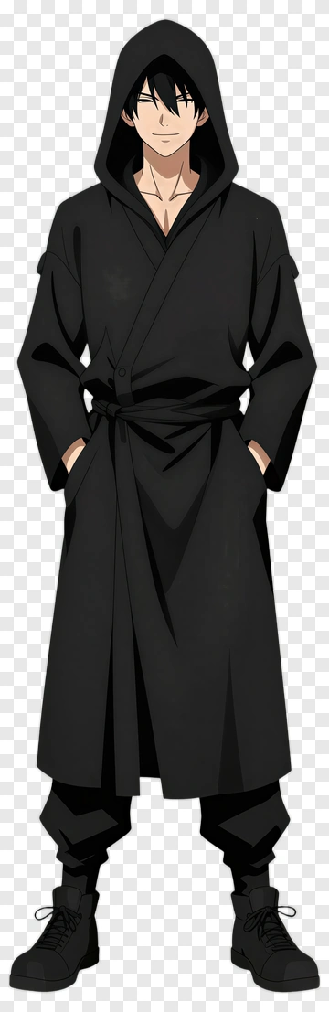 Anime Character In Black Robe PNG