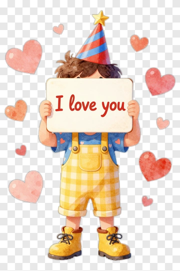 Child Holding A Sign Saying I Love You PNG
