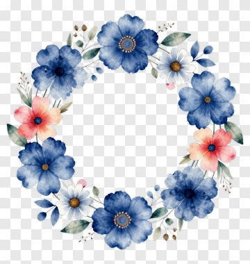 Watercolor Floral Wreath PNG