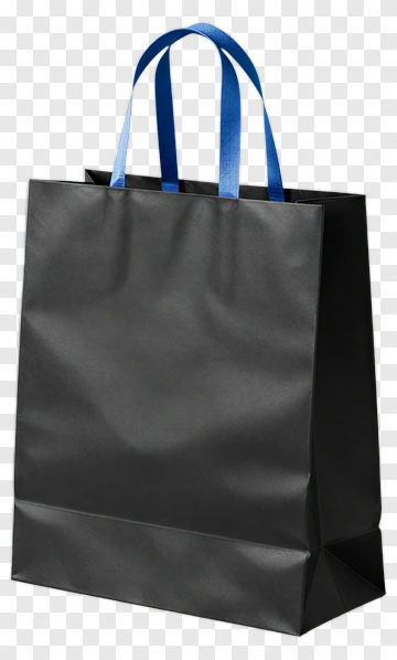 Black Shopping Bag With Blue Handles PNG