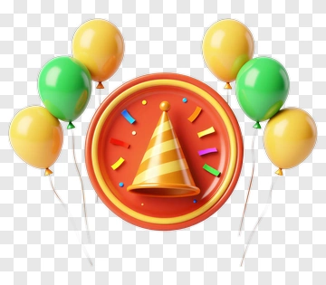 Colorful Party Hat With Balloons PNG