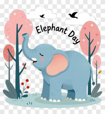 Elephant Day Celebration With A Cartoon Elephant PNG
