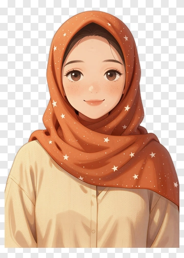 Young Woman In A Starry Hijab PNG