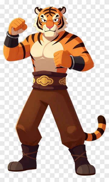 Cartoon Tiger Character Posing PNG