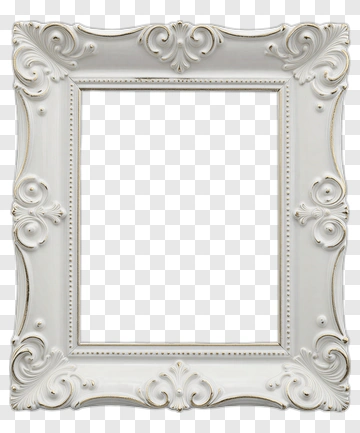 Decorative White Picture Frame PNG