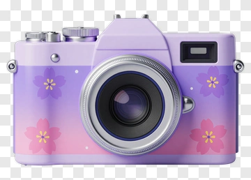 Colorful Camera With Floral Design PNG