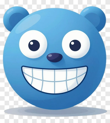 Cartoon Blue Bear Face With Big Smile PNG