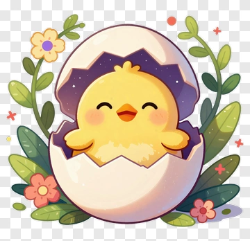 Cartoon Chick Hatching From Egg PNG