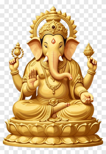 Golden Ganesh Statue PNG