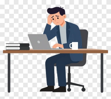 Stressed Businessman Working At A Desk PNG