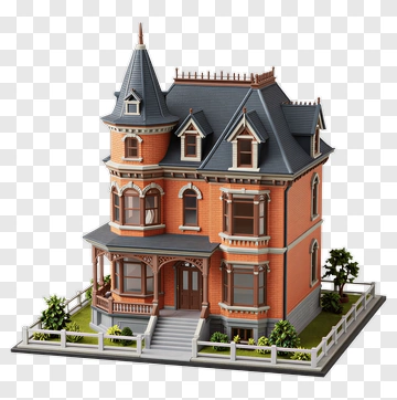 Victorian House With Garden PNG